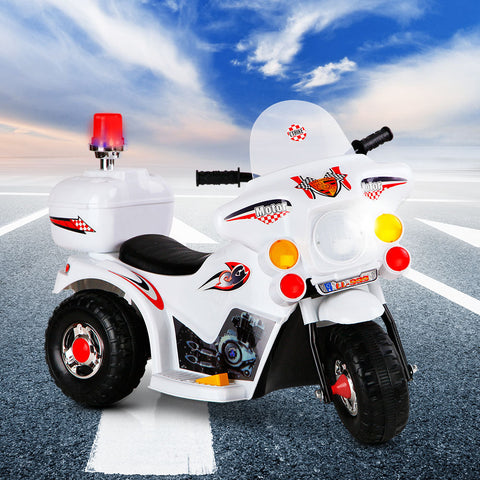 Rigo Kids Electric Ride On Police Motorcycle Motorbike 6V Battery White-0