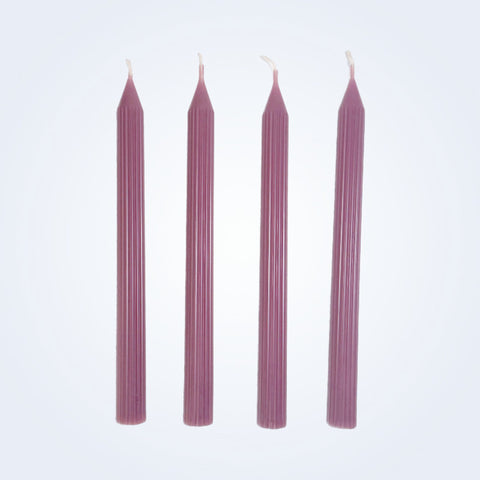 Coloured Beeswax Taper Candle | Fluted | Orchid Pink-0