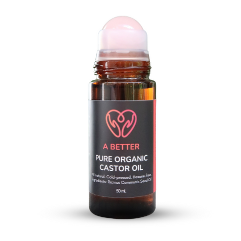 Pure Organic Castor Oil Roll-On 50mL - Amber Glass Bottle Rose Quartz Roller-4